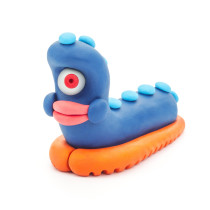 Hey Clay Diy Beasts Worm, Ginger, Drop Plastic Creative Modelling Air-Dry Clay For Kids 6 Cans