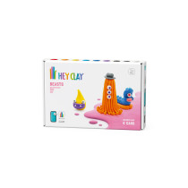 Hey Clay Diy Beasts Worm, Ginger, Drop Plastic Creative Modelling Air-Dry Clay For Kids 6 Cans