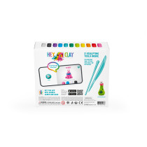 Hey Clay Monsters Set-Colourful Modeling Kids-Air Dry Clay Kit 15 Cans And Sculpting Tools With Fun Interactive Instructions App, Multicoloured