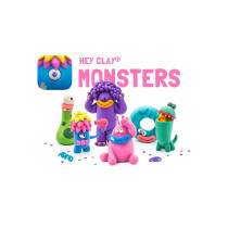 Hey Clay Monsters Set-Colourful Modeling Kids-Air Dry Clay Kit 15 Cans And Sculpting Tools With Fun Interactive Instructions App, Multicoloured