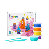 Hey Clay Beasts Set-Colourful Modeling Kids-Air Dry Clay Kit 15 Cans And Sculpting Tools With Fun Interactive Instructions App, Multicoloured
