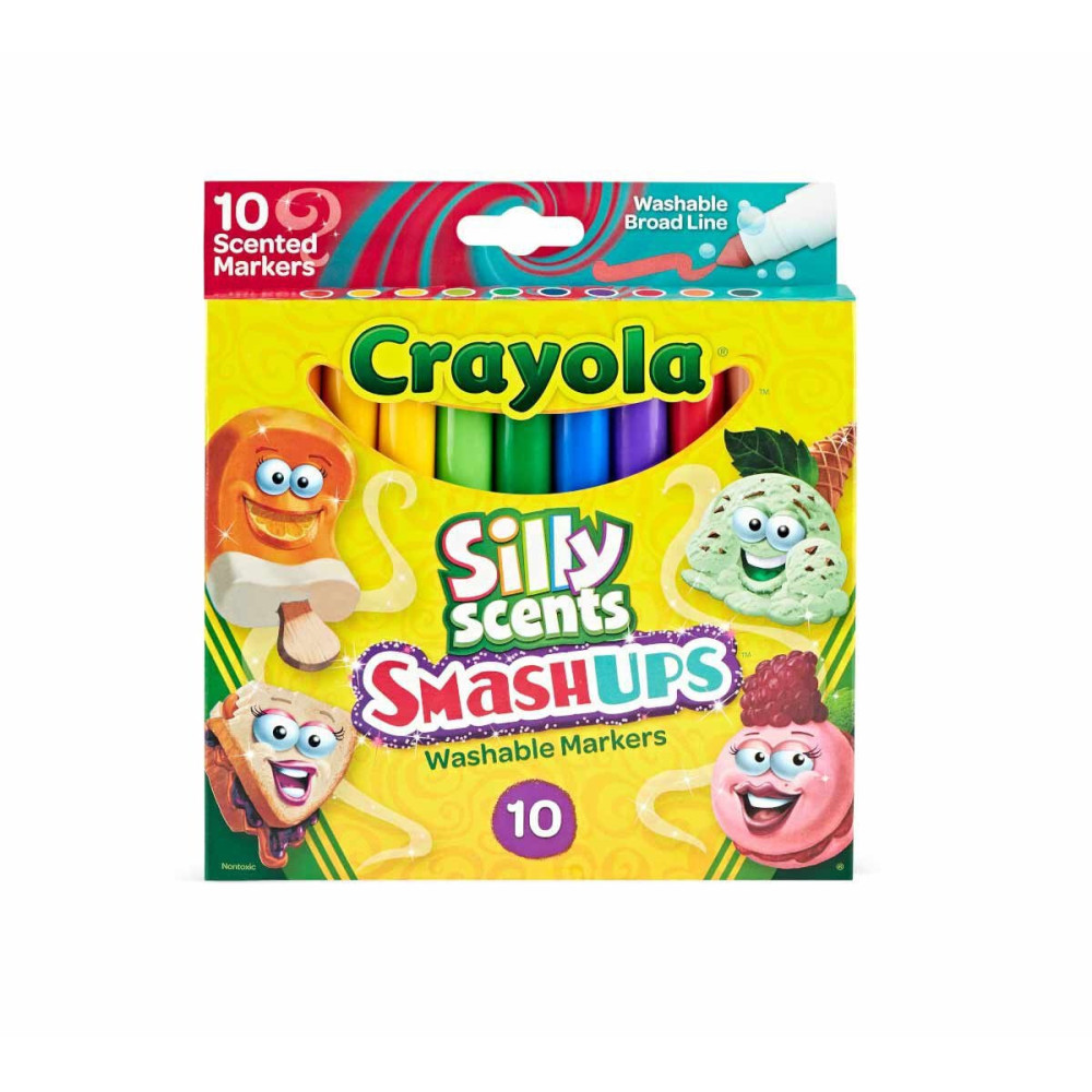 Crayola 10 Ct Silly Scents Smash Ups, Broad Line Washable Markers