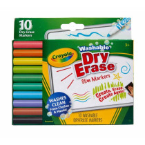 Crayola 10 Ct Slim Dry-Erase Markers, Washable