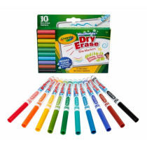 Crayola 10 Ct Slim Dry-Erase Markers, Washable