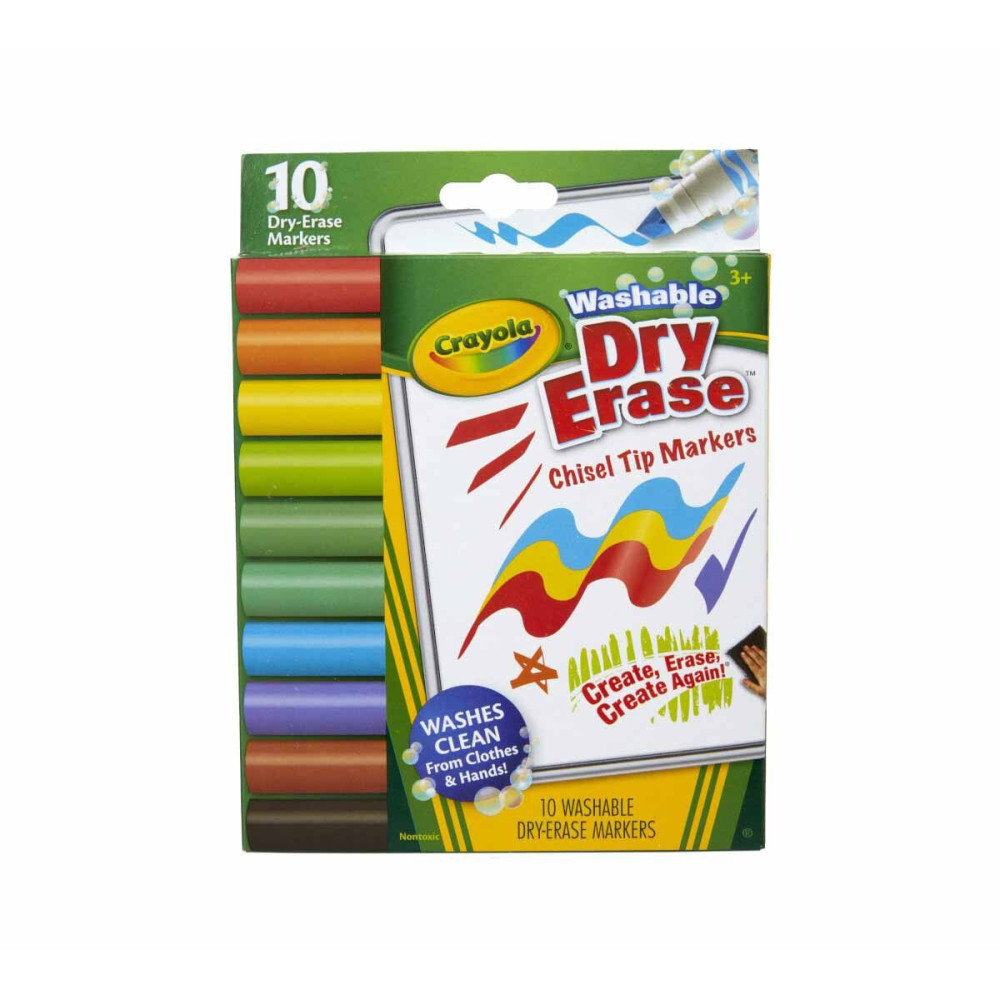 Crayola 10 Ct Wedge Tip Dry-Erase Markers, Washable
