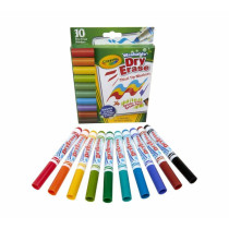 Crayola 10 Ct Wedge Tip Dry-Erase Markers, Washable