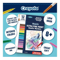 Crayola 12 Ct Ultra-Fine Point Doodle Markers