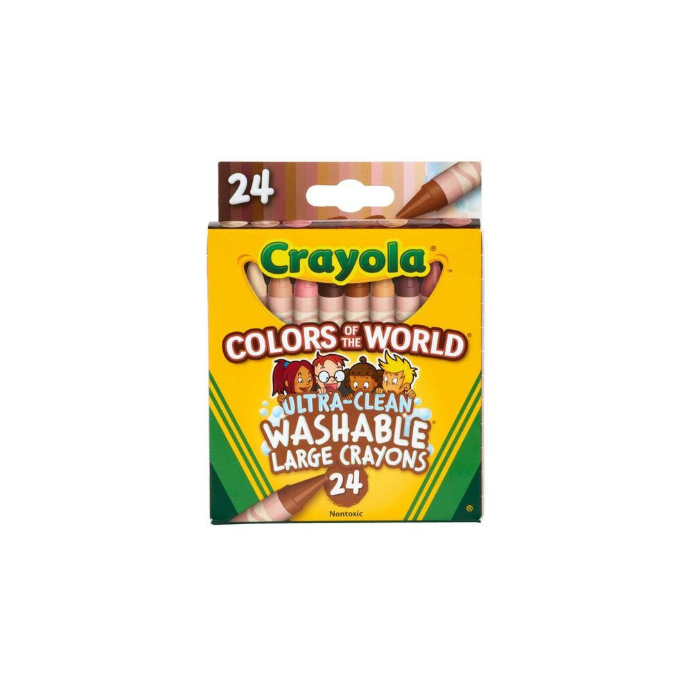 Crayola 24 Ct Large Ultra-Clean Washable Crayons, Colors Of The World