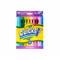 Crayola 10 Ct Washable Clicks Retractable Markers, Bold And Bright