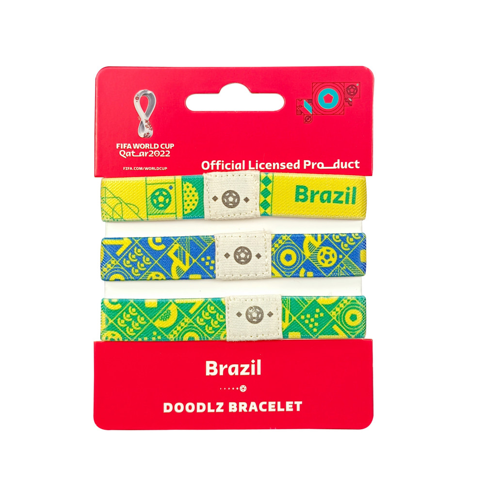 FIFA Fabric Fashionable Qatar 2022 World Cup Country Team Doodlz Nylon Breacelet, Brazil