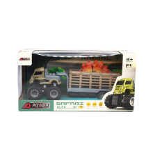 D-Power Safari Trailer Truck With Dinosaur 4Wd Truck For Kids With Animal Toy For Boys And Girls, 1:43 Scale