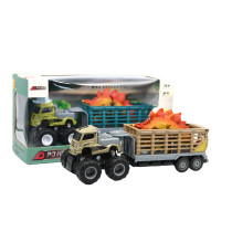 D-Power Safari Trailer Truck With Dinosaur 4Wd Truck For Kids With Animal Toy For Boys And Girls, 1:43 Scale