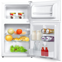 Evvoli 125 Liters Mini Refrigerator Double Door With Frost Free System, Separate Chiller, Adjustable Leg, Child Lock, EVRFM-100LW, White, 1 Year Warranty
