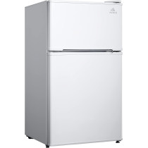 Evvoli 125 Liters Mini Refrigerator Double Door With Frost Free System, Separate Chiller, Adjustable Leg, Child Lock, EVRFM-100LW, White, 1 Year Warranty