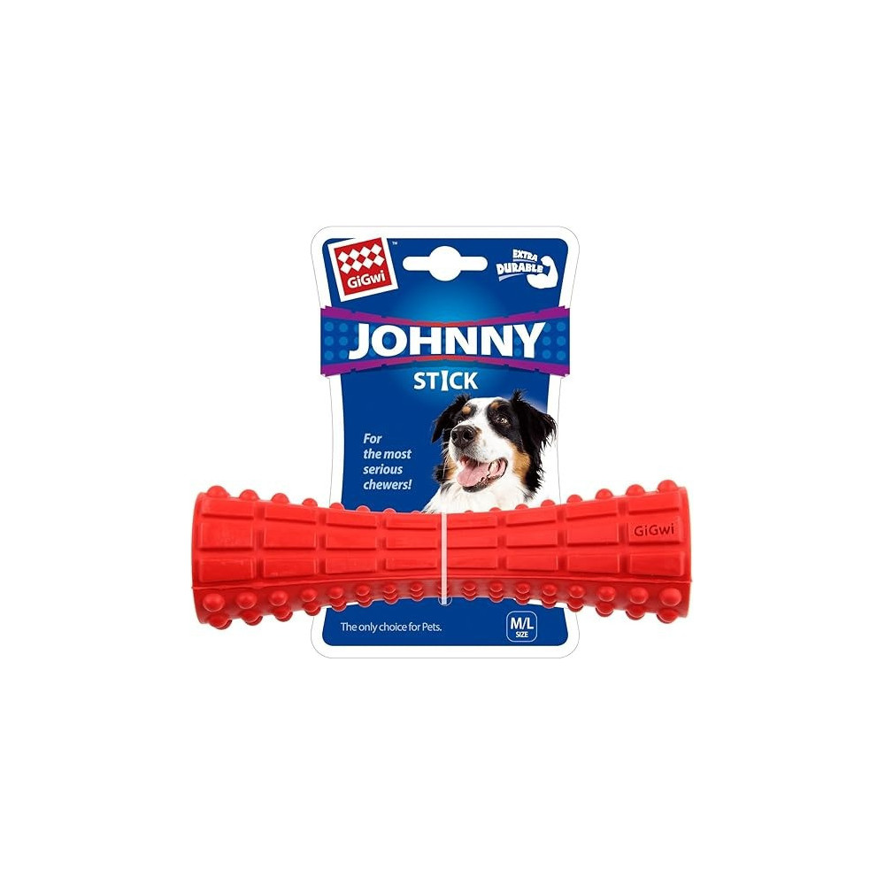 Gigwi Johnny Stick Solid Rubber Dog Toy, Red