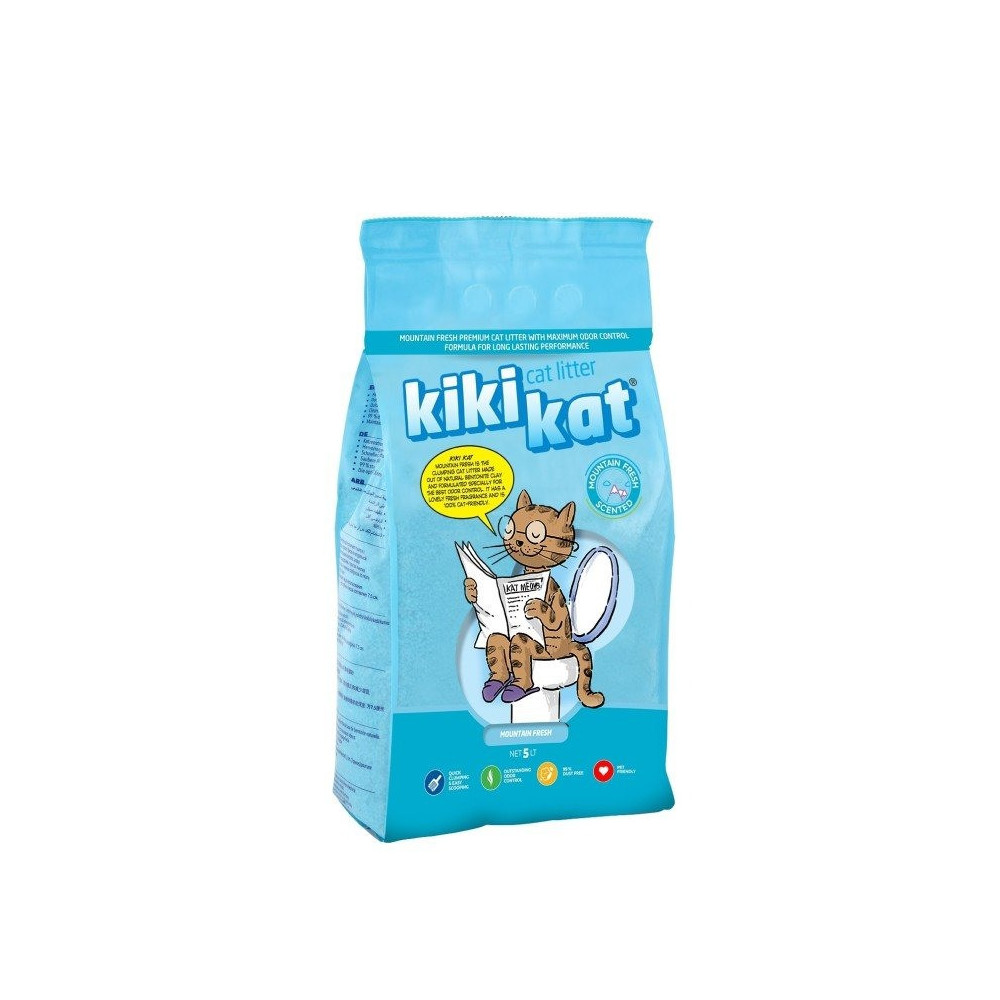 Kiki Kat White Bentonite Clumping Cat Litter Mountain Fresh, 5L
