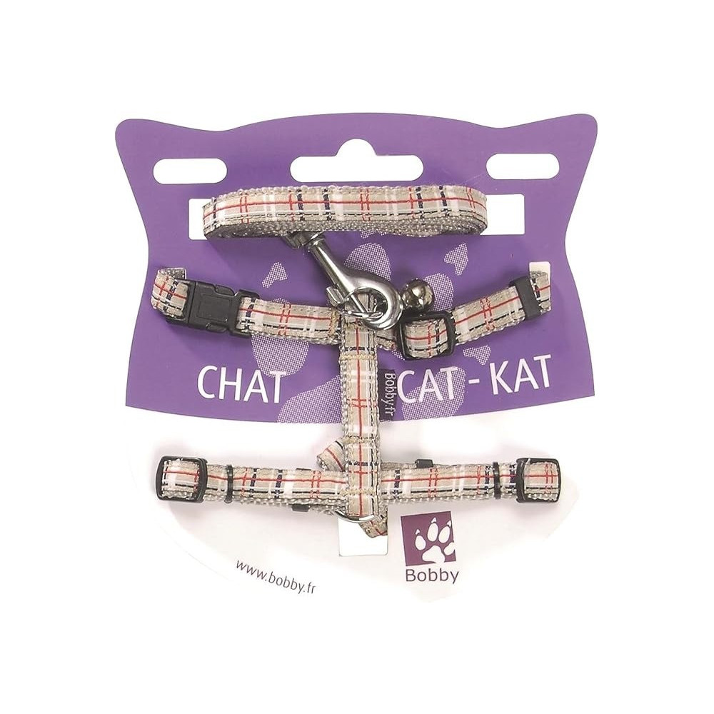 Bobby Kilt Cat Harness And Lead, Beige, Extra Small