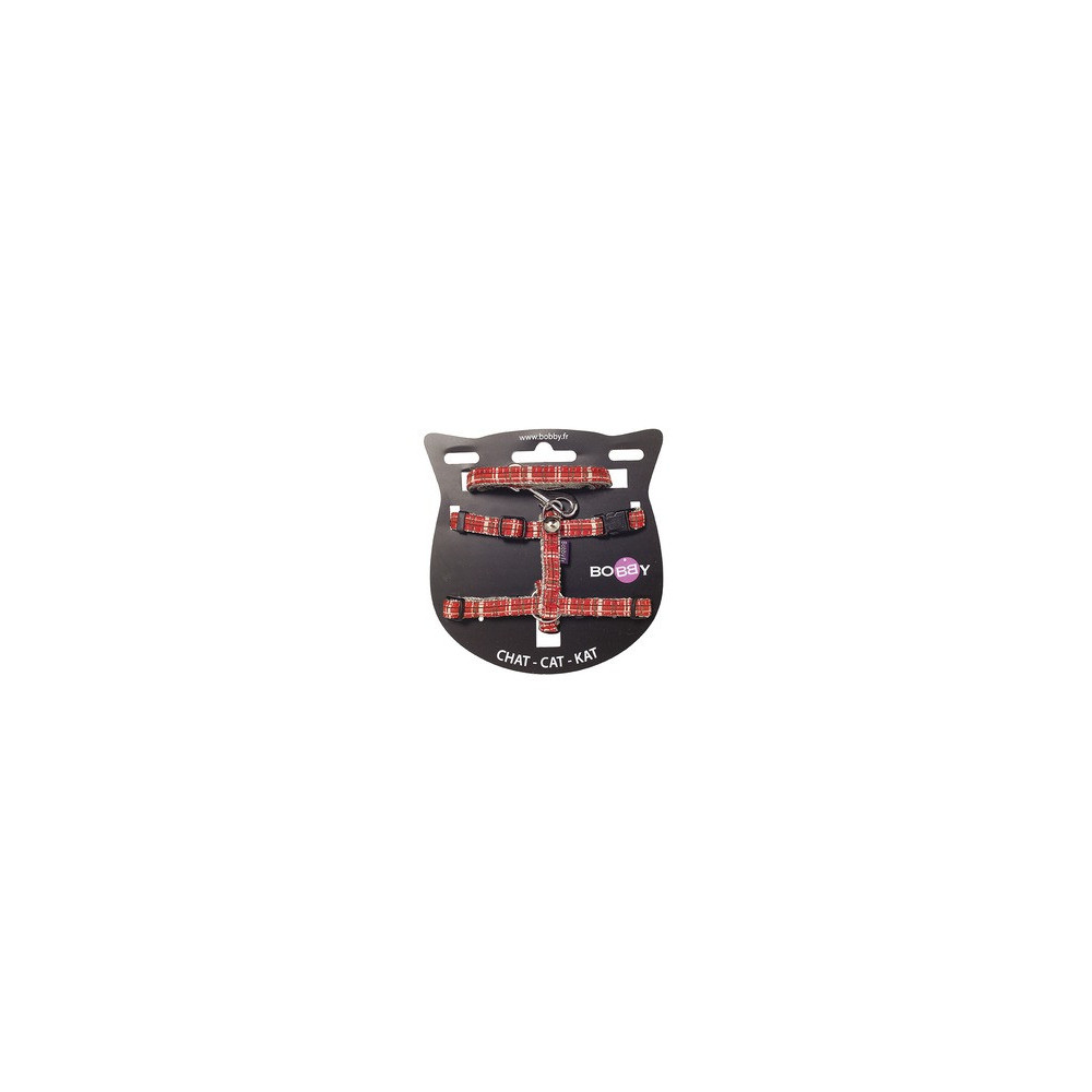 Bobby Kilt Cat Harness And Lead, Red, Extra Small