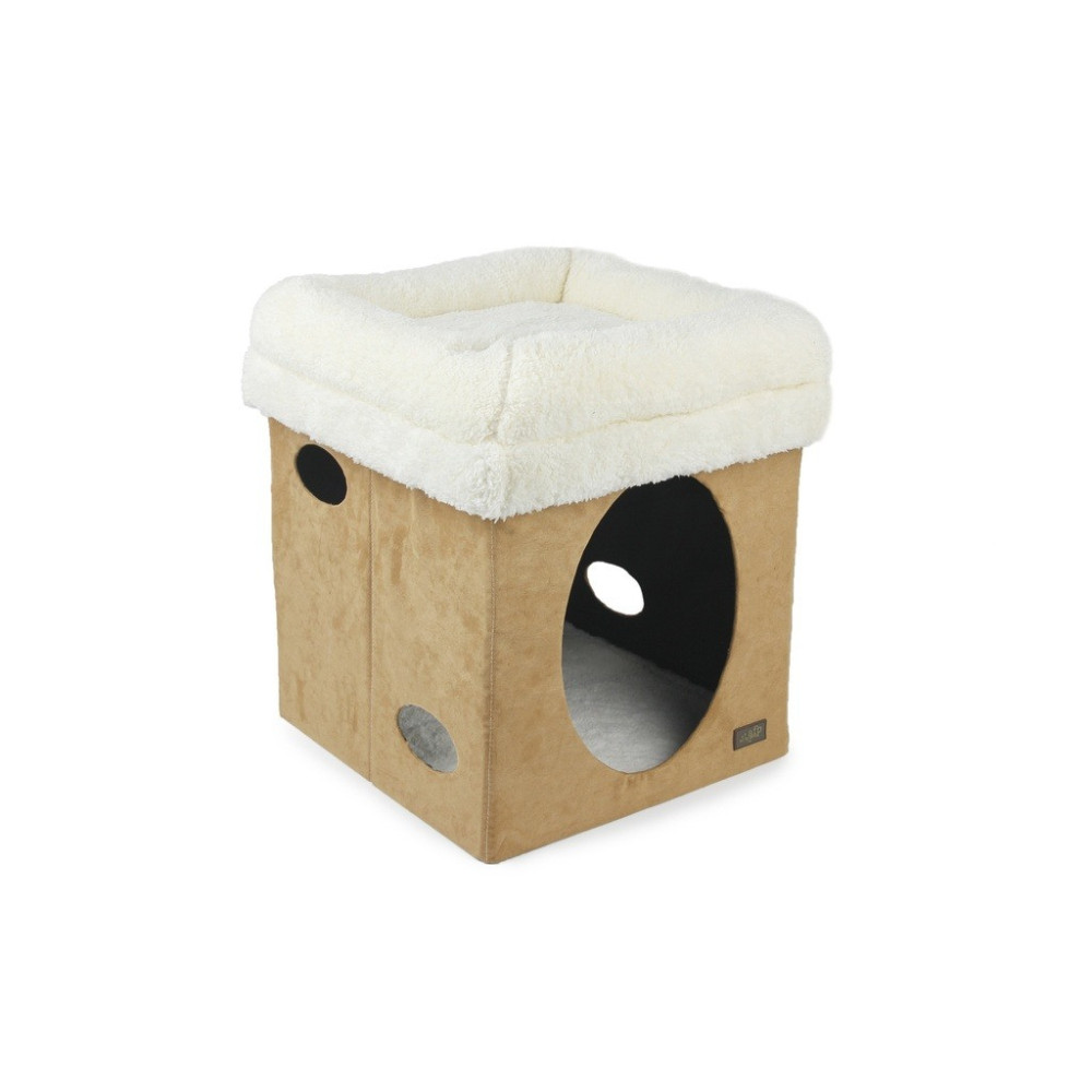 All For Paws Lambswool 2 In 1 Cat Castle, Tan