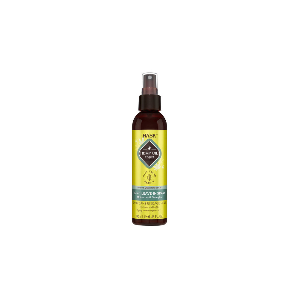 Hask Hemp Oil And Agave 5 In 1 Leave In Hair Spray, Moisturizes And Detangle, 175ml