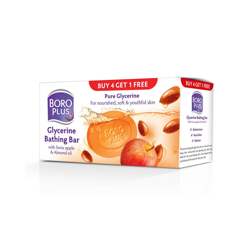 Boroplus Glycerine Bathing Bar With Swiss Apple And Almond Oil 125g x 5
