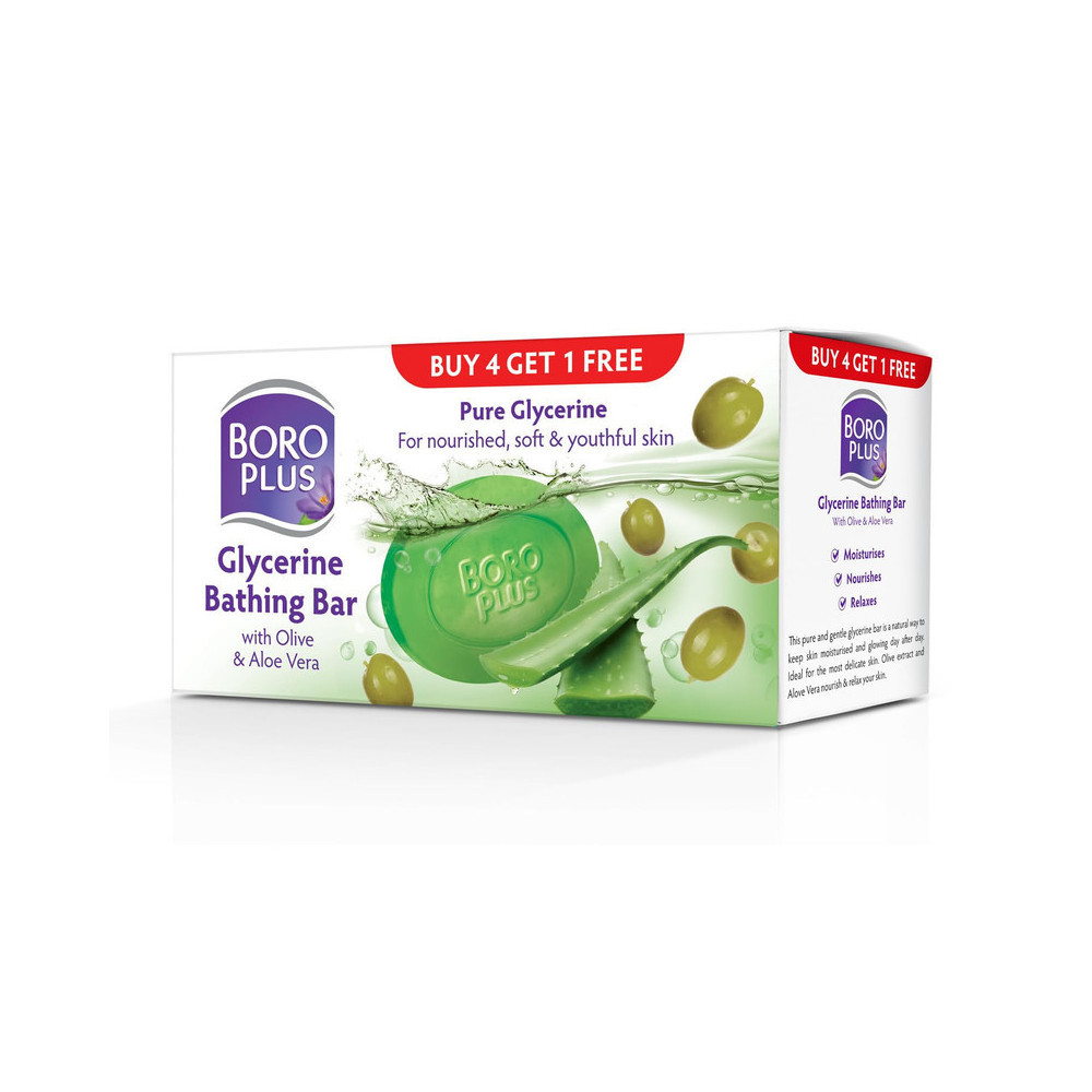 Boroplus Glycerine Bathing Bar With Olive & Aloe Vera 125g x 5