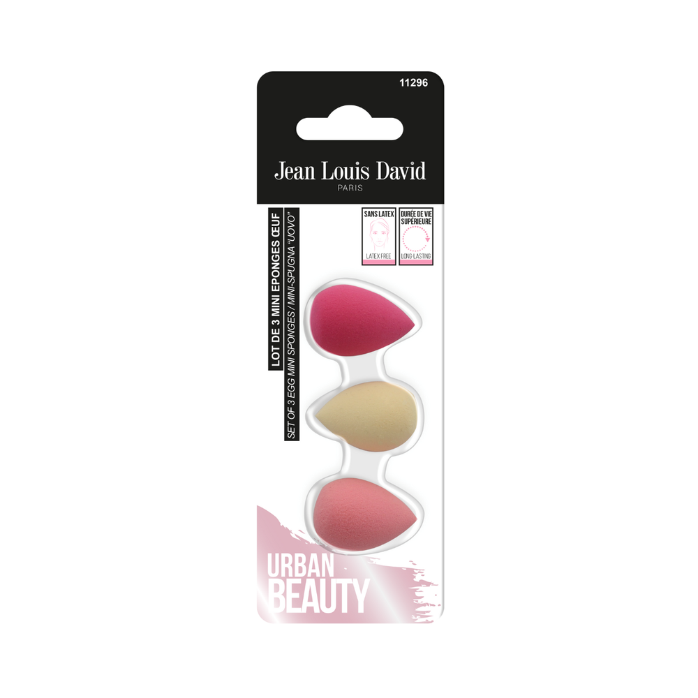 Jean Louis David Urban Beauty Set Of 3 Mini Egg Sponges, 11296