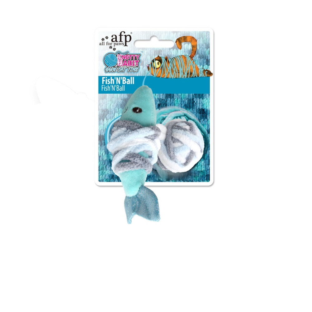 All For Paws Knotty Habit Fish And Ball Cat Toy, Blue