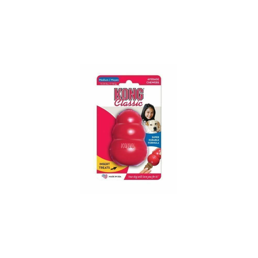 Kong Classic Durable Natural Rubber Dog Toy, Red, Medium