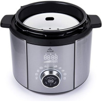 Evvoli Pressure Cooker, 6 Liters, 10 Adjustable Programs, 7 Pressure Programs, Non-stick inner pot, Steam tray included, 1100W, EVKA-PC6010S, Silver/Black