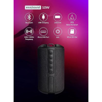 Evvoli 10 Watts Water-Resistant Indoor And Outdoor Bluetooth Speaker With a Built-in Microphone, EVAUD-MB10A, Black
