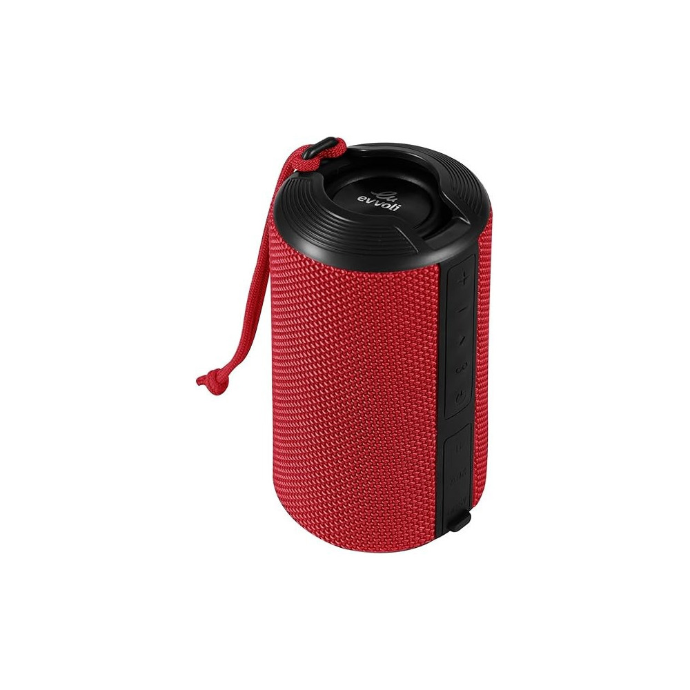 Evvoli 10 Watts Water-Resistant Indoor And Outdoor Bluetooth Speaker With a Built-in Microphone, EVAUD-MB10AR, Red