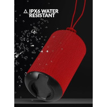 Evvoli 10 Watts Water-Resistant Indoor And Outdoor Bluetooth Speaker With a Built-in Microphone, EVAUD-MB10AR, Red