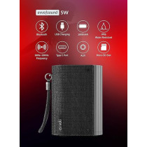 Evvoli Bluetooth Wireless Water Resistant 4 Hours 5W Portable Speaker, EVAUD-MB5BB, Black