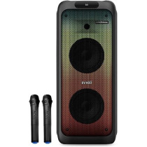 Evvoli Portable party speaker Bluetooth With Two Wireless MIC, Built In Lights, 200W Watts, EVAUD-PT200B, Black