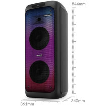 Evvoli Portable party speaker Bluetooth With Two Wireless MIC, Built In Lights, 200W Watts, EVAUD-PT200B, Black