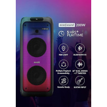 Evvoli Portable party speaker Bluetooth With Two Wireless MIC, Built In Lights, 200W Watts, EVAUD-PT200B, Black