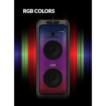 Evvoli Portable party speaker Bluetooth With Two Wireless MIC, Built In Lights, 200W Watts, EVAUD-PT200B, Black