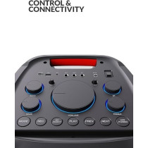 Evvoli Portable party speaker Bluetooth With Two Wireless MIC, Built In Lights, 200W Watts, EVAUD-PT200B, Black