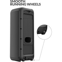 Evvoli Portable party speaker Bluetooth With Two Wireless MIC, Built In Lights, 200W Watts, EVAUD-PT200B, Black