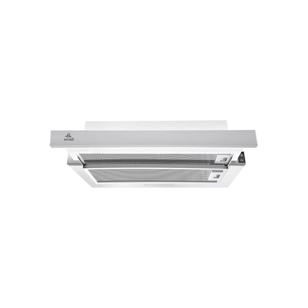 Evvoli Under Cabinet Built-in Cooker Hood With 2 Speed Exhaust Fan Slim Kitchen Over Stove Vent, Reusable Filter, LED Lights, EVBI-H60S, Silver