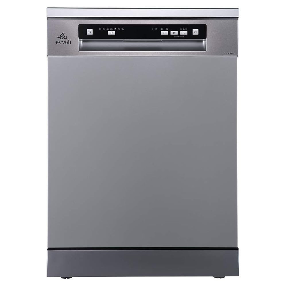 Evvoli Free Standing Dishwasher 7 programs 14 Place Setting, 3 Rack Levels, High Energy Efficiency, Quiet, Silver, EVDW-143MS