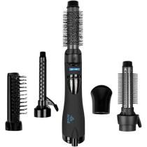 Evvoli Multiple Hair Straightener Curler Brush 6 In 1, Cool Shot, 3 Heat Setings, Ions Jet, 1200W, Black, EVHC-AS1200B