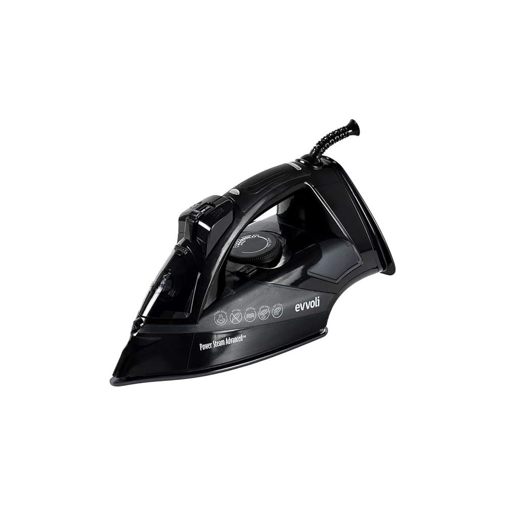 Evvoli 2800W Steam Iron With Ceramic Soleplate Auto Shut-Off With Anti-Drip, Black, EVIR-5MB