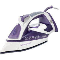 Evvoli Steam Iron 2800W With Ceramic Soleplate Auto Shut-Off With Anti-Drip, White with Purple, EVIR-5MP