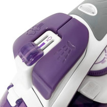 Evvoli Steam Iron 2800W With Ceramic Soleplate Auto Shut-Off With Anti-Drip, White with Purple, EVIR-5MP