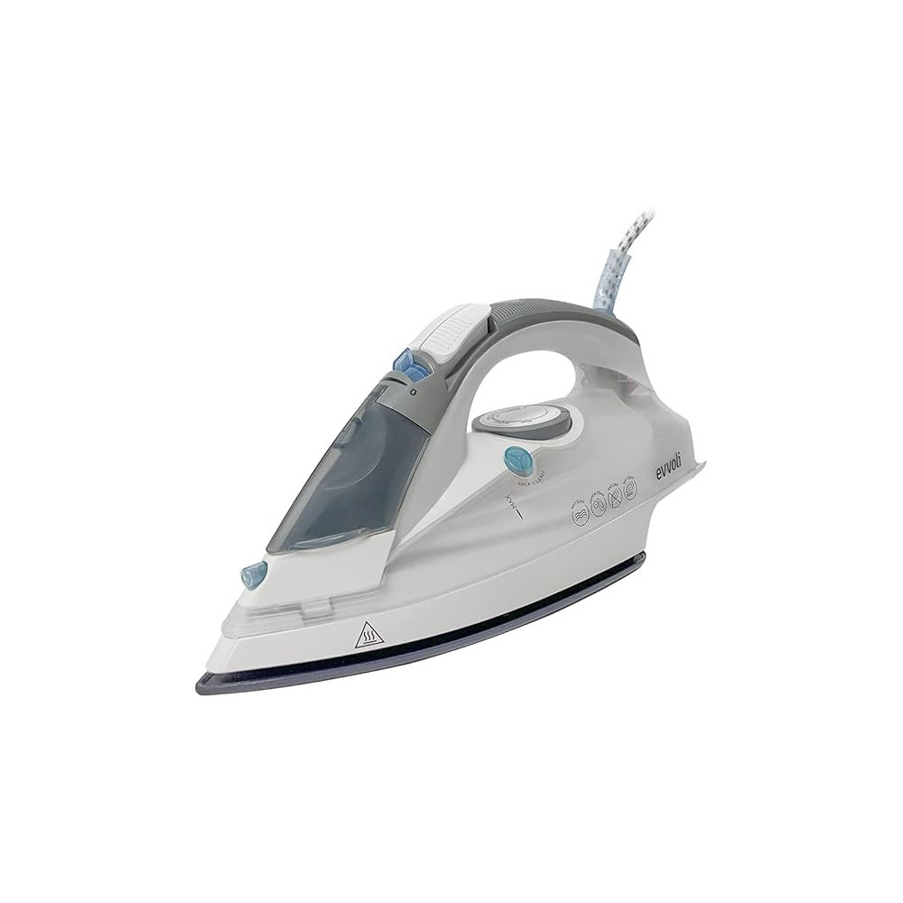 Evvoli Steam Iron 2400W With Ceramic Soleplate Auto Shut-Off With Anti-Drip,White, EVIR-H2400W