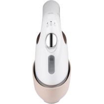 Evvoli Portable Steam Iron With 8 Streaming Holes, Base Stand, 2mm Thick Non-Stick Ceramic Soleplate, 1000W - EVIR-PGS1000G, White