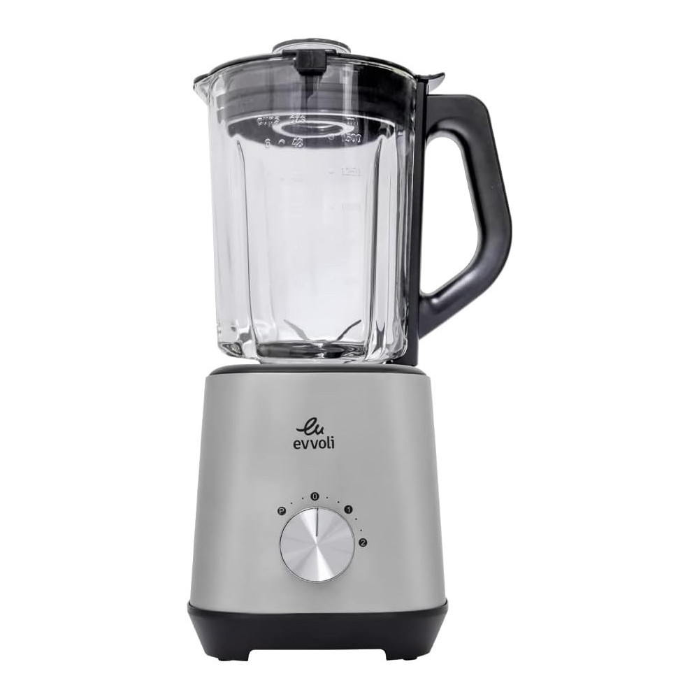 Evvoli Blender 1.5 liters with Glass Jar High Power Premium, Ice Crusher, 1000W, 3 Speeds Operation, Stainless Steel, EVKA-BL15HB