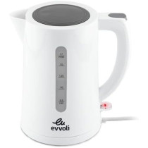 Evvoli Concealed Coil Electric Kettle With BPA Free Plastic And Removable Filter 1.7 Liters 2200W, White, EVKA-KE17LW